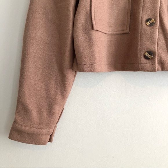 Shein Soft Comfy Fall Long Sleeve Button Down Crop Jacket Coat Top Brown - Picture 4 of 10